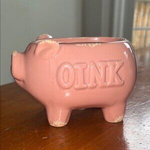 Cute Small Ceramic Pig Animal Planter Country Farmhouse